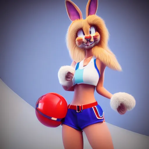 Image similar to Lola Bunny fan art, deviantart, octane render