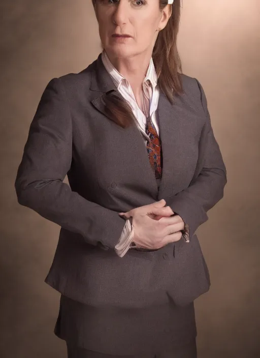 Image similar to photo of saul goodman as a woman, studio photo, hdr, stunning scenery, dynamic lighting