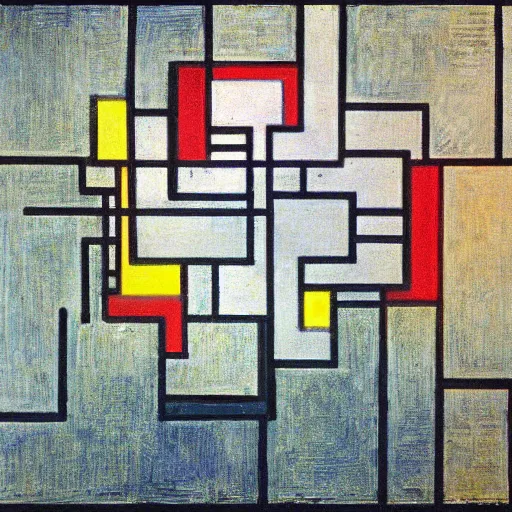 Prompt: end of the life by piet mondrian, vivid colors