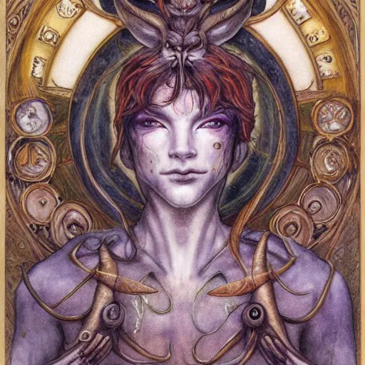 Prompt: portrait of aries zodiac artwork, mystic occult style, detailed, 8 k, symmetrical, by brian froud