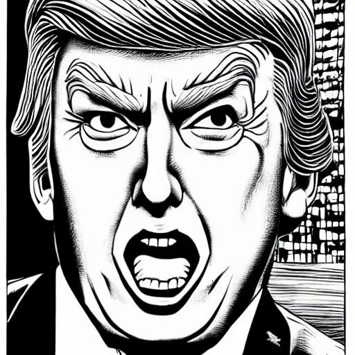 Image similar to portrait of Donald Trump by Junji Ito