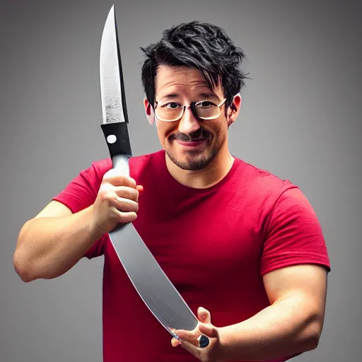 Image similar to markiplier with a knife