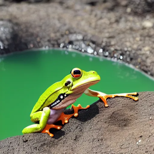 Image similar to screaming frog splits a lava lake