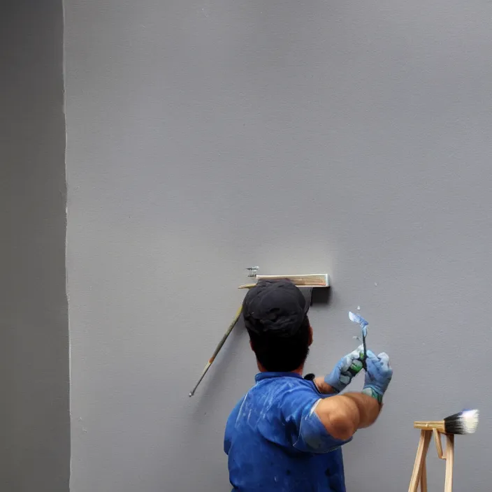 Image similar to A painter making a gray blob