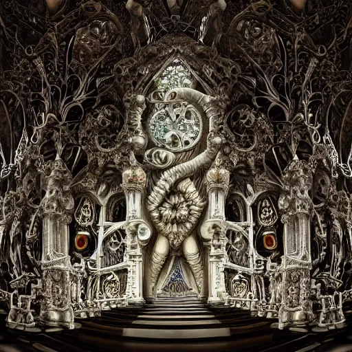 Image similar to beautiful hyperrealistic 3 d render of a delicate ivory sculpture of an ornate detailed cathedral populated by mandelbrot fractals by android jones, micro detail, unreal engine, dramatic lighting, psychedelic, octane renderer, catholicpunk, glowing, white color scheme, photorealistic, physically based rendering, angelic, hyper detailed, colorful, carved soap, trending on cgsociety