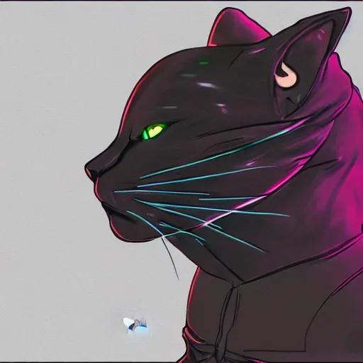 Image similar to cyberpunk cat wearing a suit sketch side view