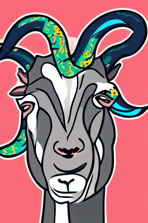 Image similar to A portrait of a goat wearing a sweatband, sticker, colorful, illustration, highly detailed, smooth and clean vector curves, no jagged lines, vector art, smooth