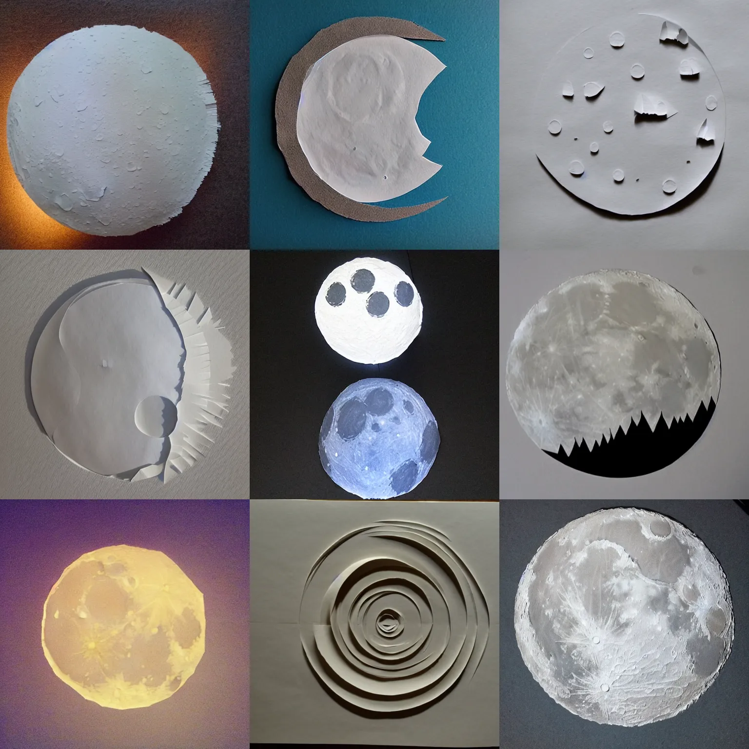 Prompt: the moon made out of paper