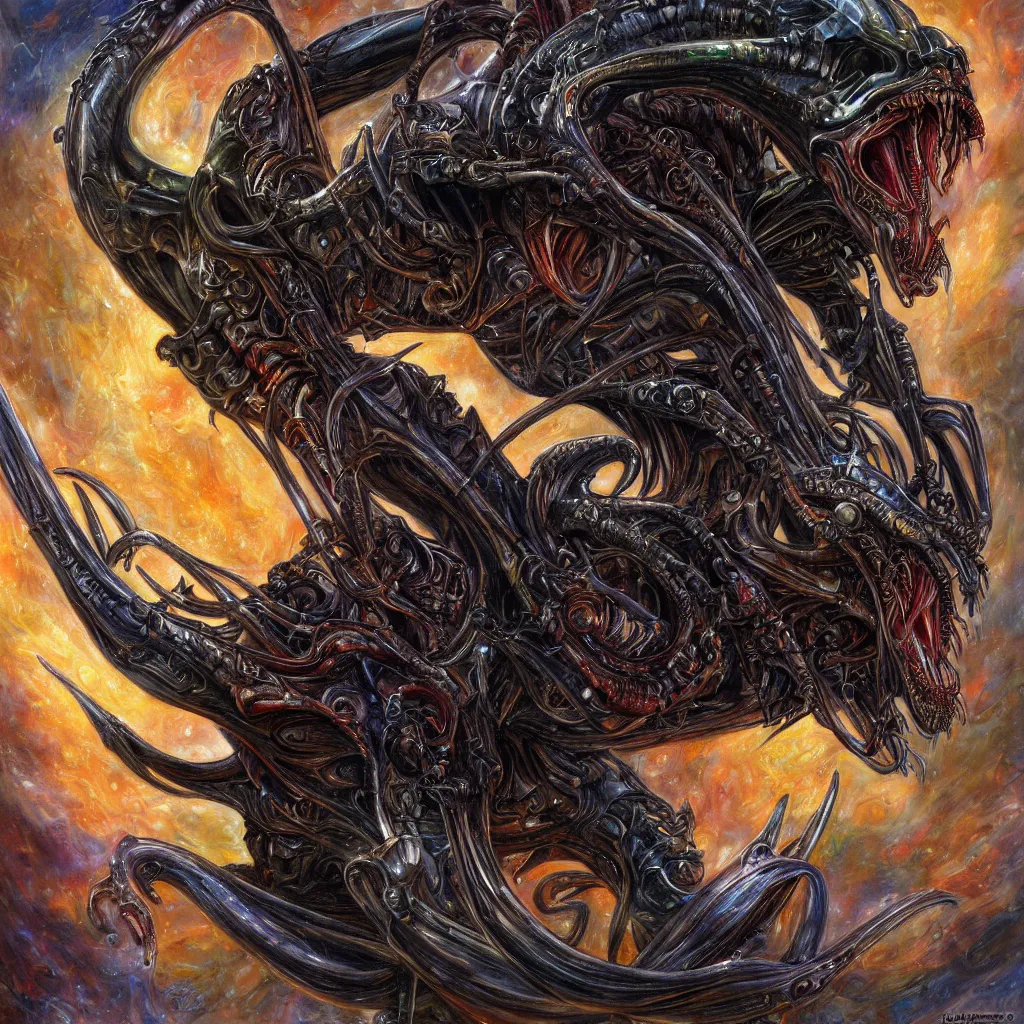 Image similar to a shiny black ridley scott xenomorph by senior concept artist josephine wall, high resolution, trending on artstation