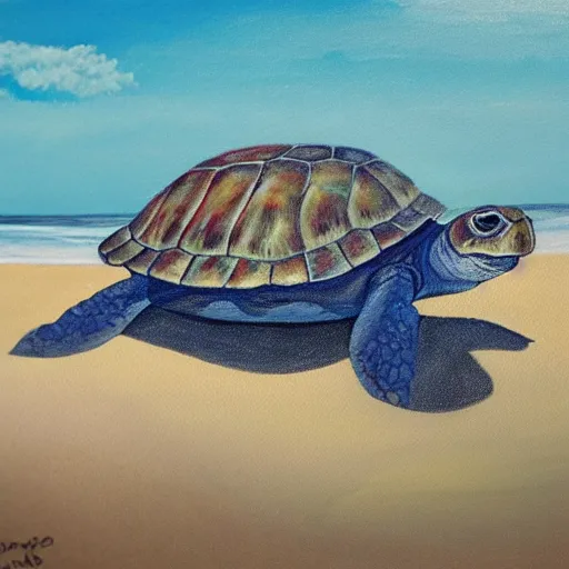 a detailed painting of a turtle, all alone, on the | Stable Diffusion |  OpenArt
