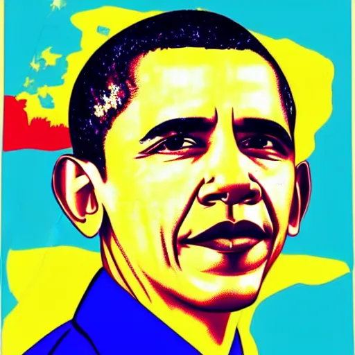 Prompt: Barack Obama colorful 1960s pop art