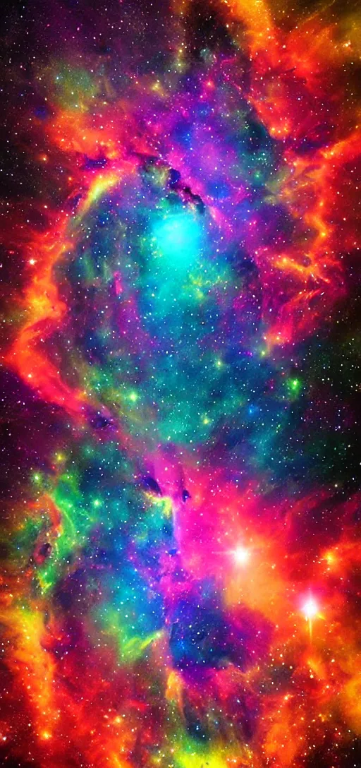 Image similar to Deep space scene nebula. Artgerm. psychedelic. neon colors