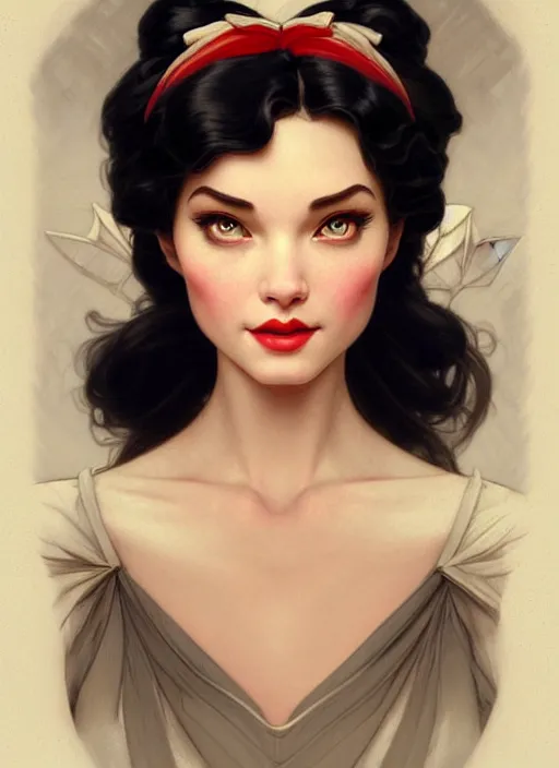 Image similar to portrait of disney snow white, intricate, elegant, highly detailed, my rendition, digital painting, loose pencil sketch, sketchy, artstation, concept art, smooth, sharp focus, illustration, art by artgerm and greg rutkowski and alphonse mucha and uang guangjian and gil elvgren and sachin teng, symmetry!!