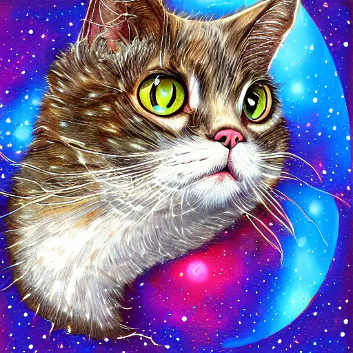 Image similar to space cat, highly detailed, centered, digital painting