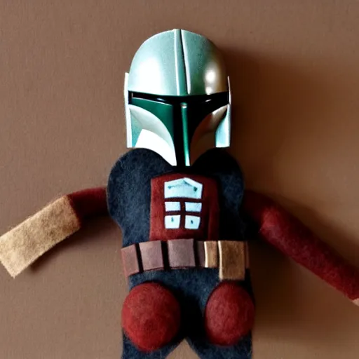 Image similar to mandalorian, puppet, stop motion, felt