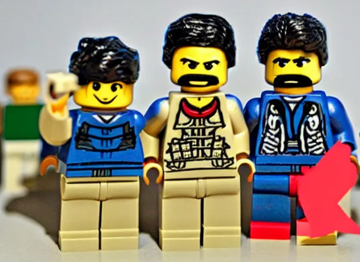 Image similar to saddam hussein lego minifigure playset, professional toy magazine photo