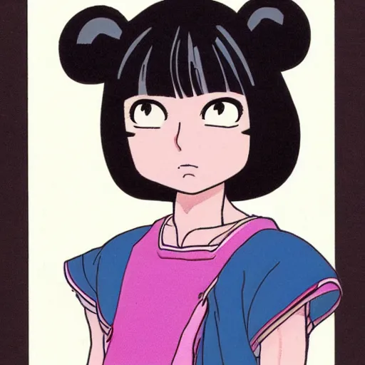Image similar to a portrait of a girl made by rumiko takahashi ( 1 9 9 0 )