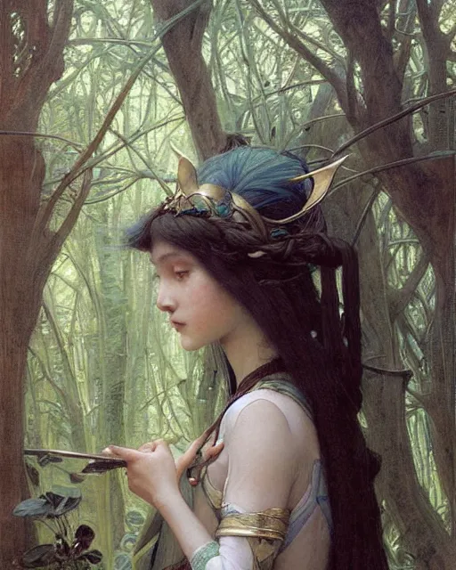 Image similar to a beautiful elf princess by Edgar Maxence and Ross Tran and Michael Whelan Jules Bastien-Lepage and BROM