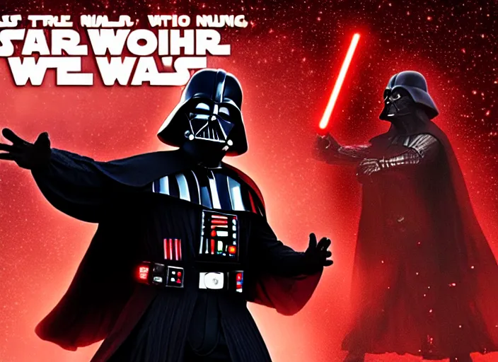 Image similar to of Darth Vader disco dancing exactly like John Travolta on the cover of Saturday Night Fever, 4k