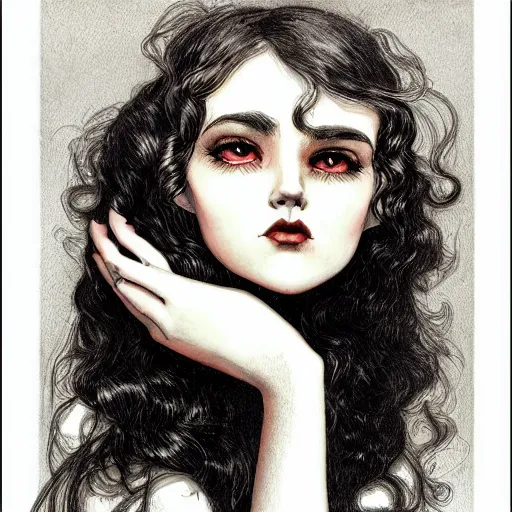Image similar to a portrait in the style of anna dittmann and charles dana gibson and virgil finlay.