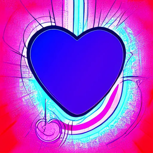 Image similar to a heart made of blue pink and purple stripes in a pop art style, digital art, trending on art station, brush strokes, medium tones