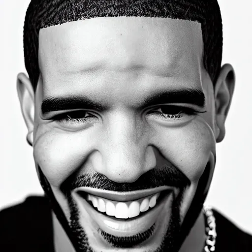 Image similar to drake with a big smile, detailed face, sharp focus