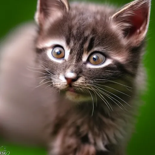 Prompt: hybrid between kitten and bat, nature photography, nikon, telephoto