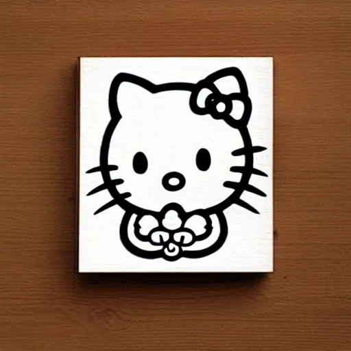 Prompt: 'hello kitty in cnc wood carving pencil sketch, highly detailed'