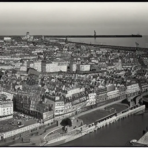 Prompt: 1 9 0 0 photography of le havre, france