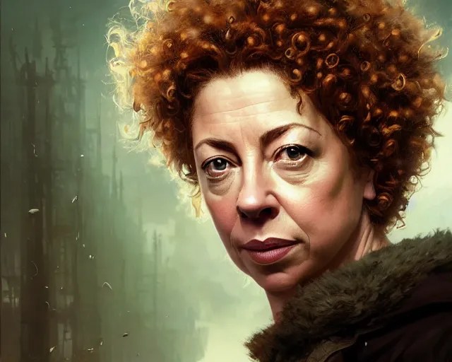 Image similar to highly detailed portrait of alex kingston, in the walking dead, stephen bliss, unreal engine, fantasy art by greg rutkowski, loish, rhads, ferdinand knab, makoto shinkai and lois van baarle, ilya kuvshinov, rossdraws, tom bagshaw, global illumination, radiant light, detailed and intricate environment