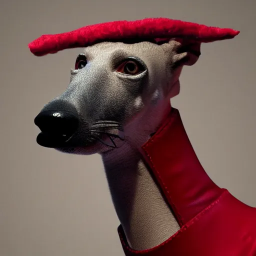 Prompt: anthropomorphic greyhound dressed as a cardinal 8k hd realistic