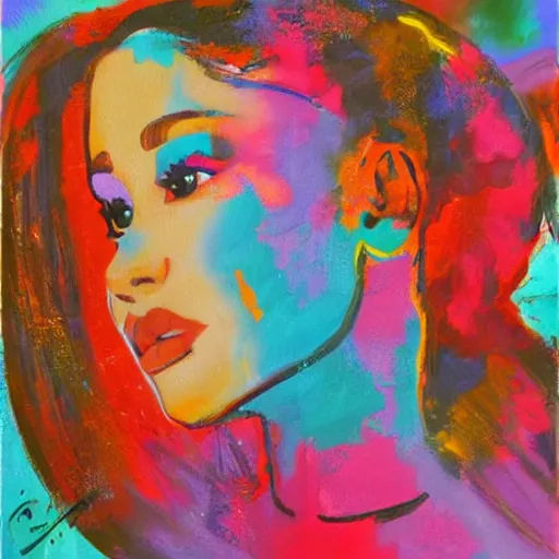 Prompt: painting of Ariana Grande in the style of Chamberlain, Johns, abstract, expressionism