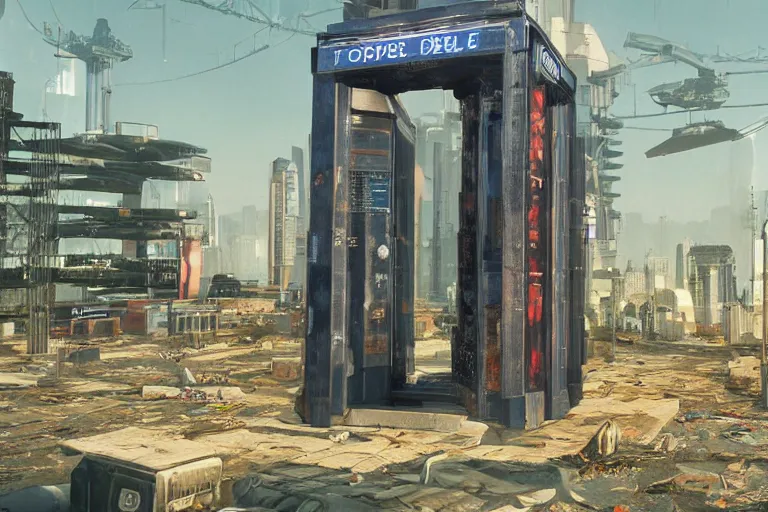 Image similar to tardis in cyberpunk 2 0 7 7