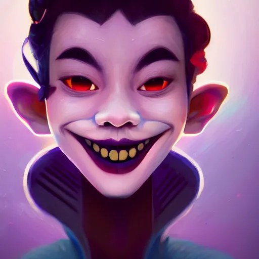 Image similar to a portrait of a cinematic still of the smiling happy mask salesman, art by lois van baarle and loish and ross tran and rossdraws and sam yang and samdoesarts and artgerm and saruei and disney, digital art, highly detailed, intricate, sharp focus, trending on artstation hq, deviantart, unreal engine 5, 4 k uhd image