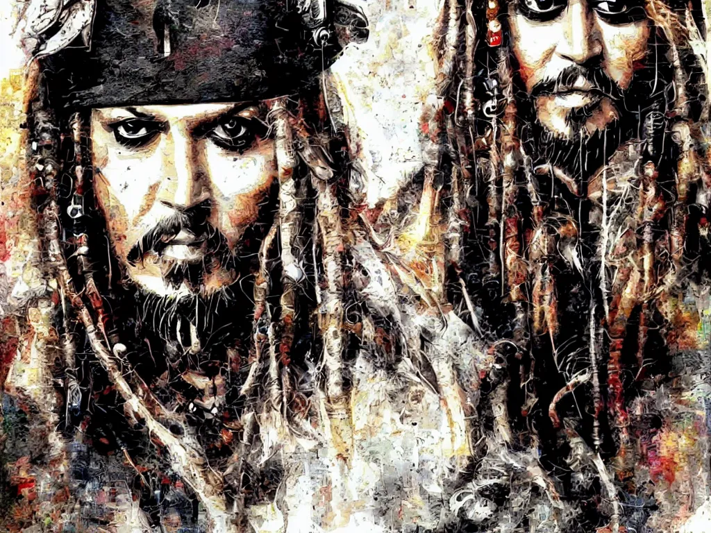 Prompt: Portrait of Captain Jack Sparrow by Derek Gores, Trending on ArtStation