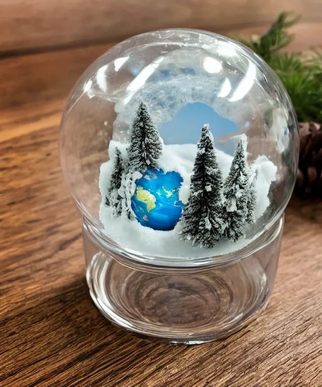 Image similar to a snow globe with planet earth inside