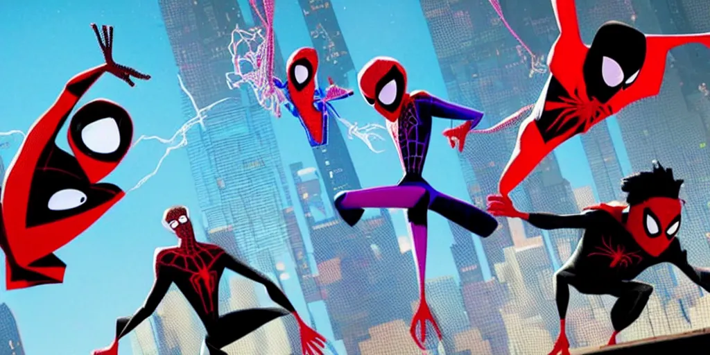 Image similar to a cheap remake of Into the Spiderverse