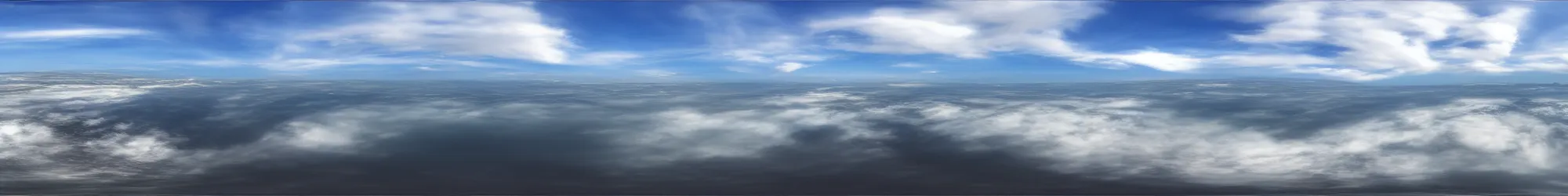 Prompt: panorama of the sky 360* with big cumulonimbus clouds, detailed with shadows, no sun, no ground, at the ocean