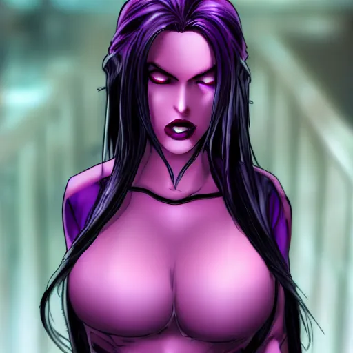 Image similar to psylocke from xmen in a dark anime horror, dark manga style realistic, photo taken by the death purple god