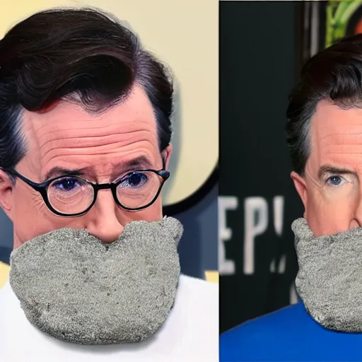 Image similar to stephen colbert with a frozen frosted beard ice cubes beard cooling pack beard