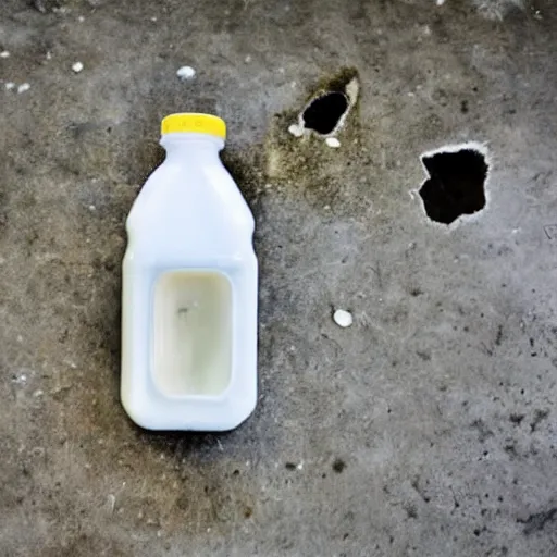 Image similar to bottle of milk in the floor inside a jailcell behind bars