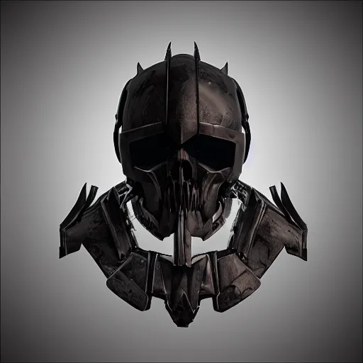 Image similar to grimdark space knight skull helmet, terrifying, grimdark, photorealistic, front view, symmetrical, artstation