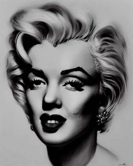 Image similar to charcoal portrait of Marilyn Monroe by Mandy Jurgens and Richard Schmid