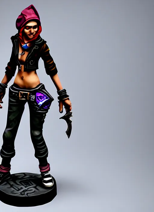 Image similar to street punk young woman thief, stylized stl fantasy miniature, 3 d render, activision blizzard style, hearthstone style