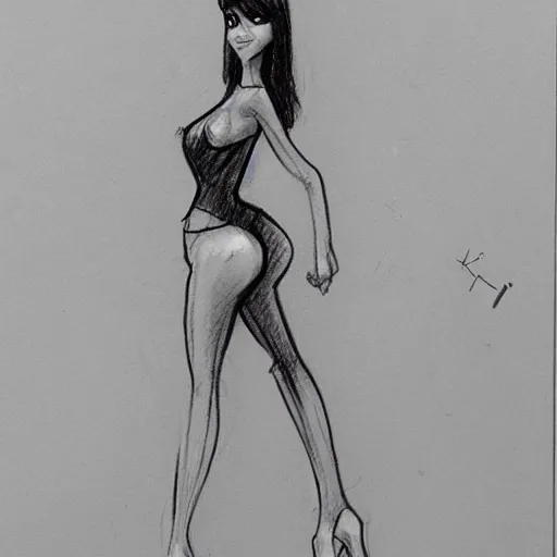 Image similar to milt kahl sketch of victoria justice with kim kardashian body