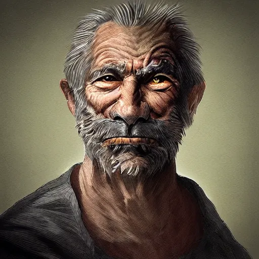 Prompt: “a fantasy digital portrait of an old man, (((((werewolf)))))”