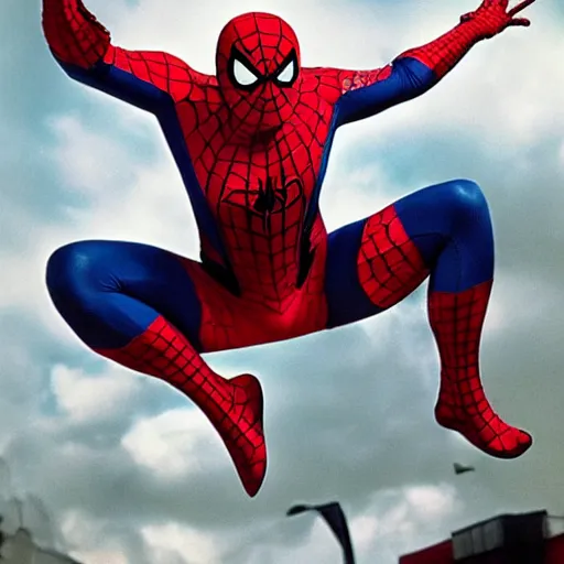 Image similar to jimmy tarbuck as spiderman