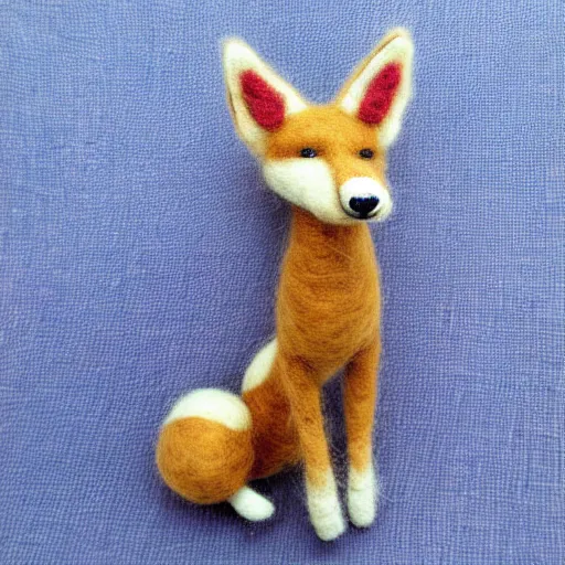 Image similar to a needle felted coyote, needle felting art.