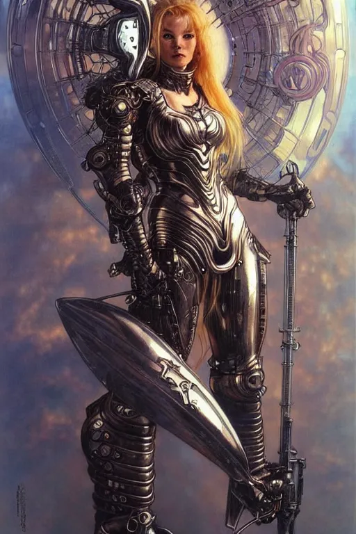 Prompt: realistic detailed portrait of a handsome futuristic nordic valkyrie alien cyberpunk armor by ayami kojima, amano, greg hildebrandt, alphonse mucha, and mark brooks, female, agile, feminine, sexy, art nouveau, cyberpunk, neo - gothic, gothic, character concept design,