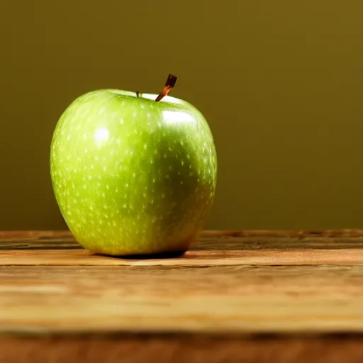 Image similar to studio shot of green apple shaped like < any shape >, isometric perspective, green background